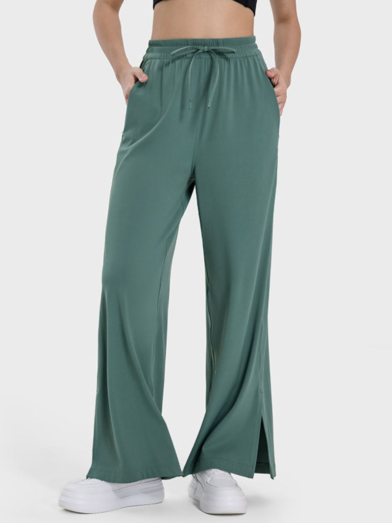 Millennia Slit Wide Leg Active Pants Trandify deal