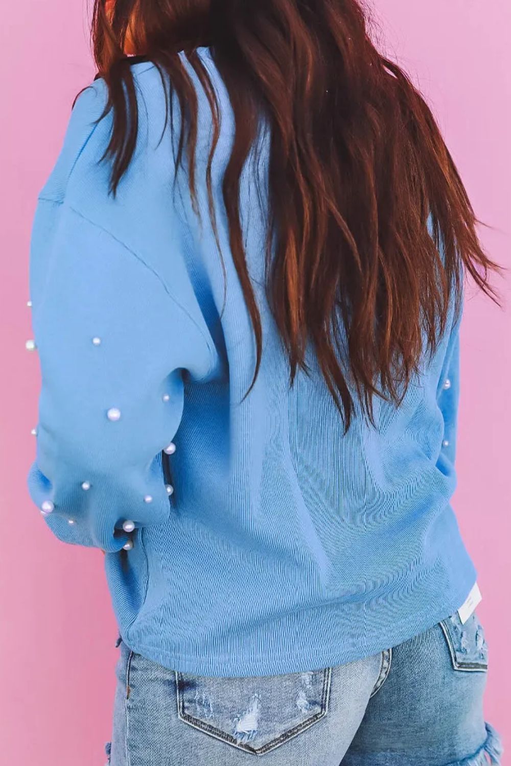 Pearl Detail Long Sleeve Sweatshirt Trandify Deal