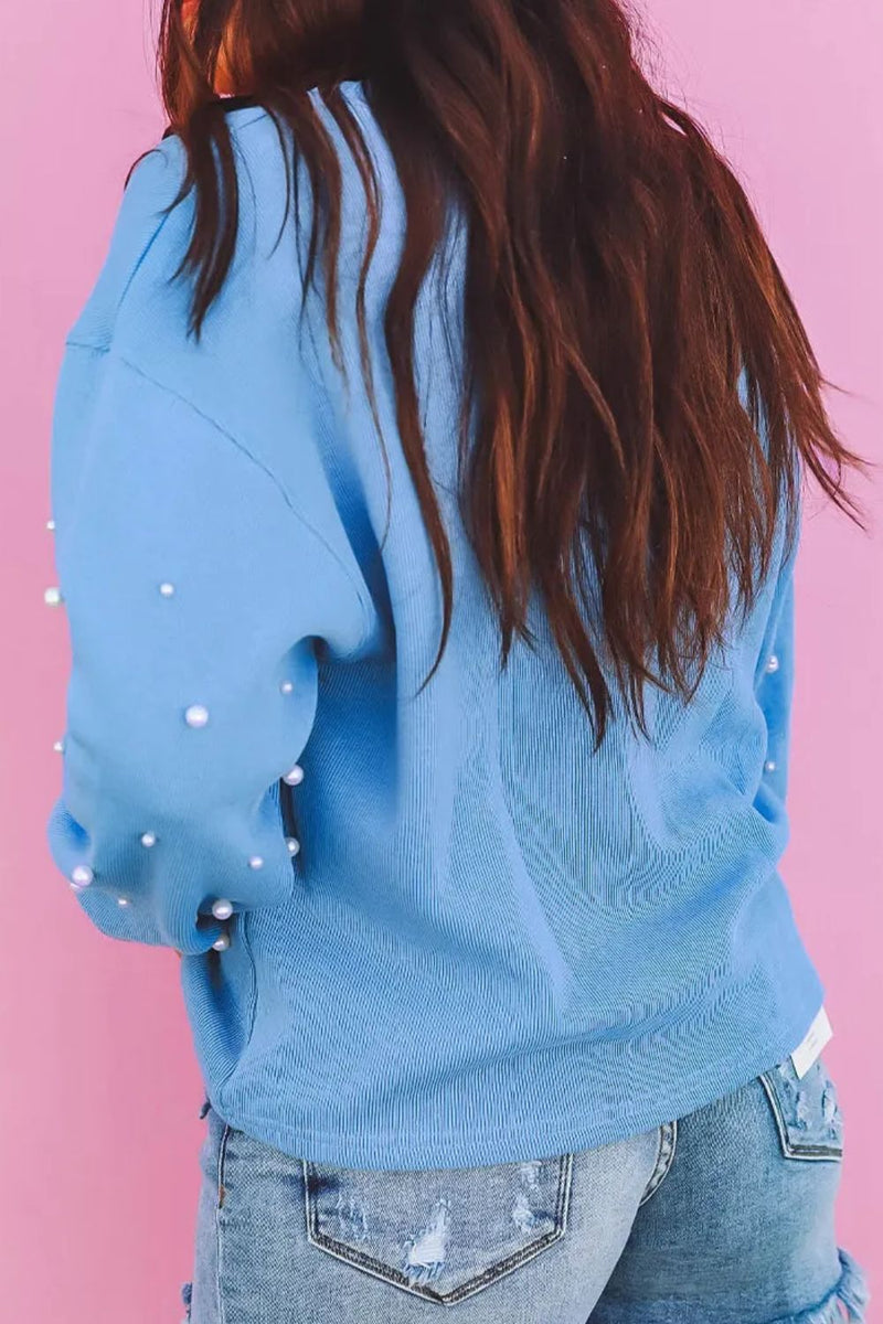 Pearl Detail Long Sleeve Sweatshirt Trandify Deal
