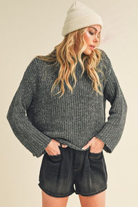 womens mock neck ribbed long sleeve sweater slim fit top