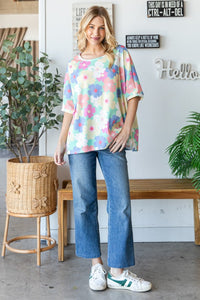 HOPELY Floral Waffle Oversized T-Shirt Trandify deal
