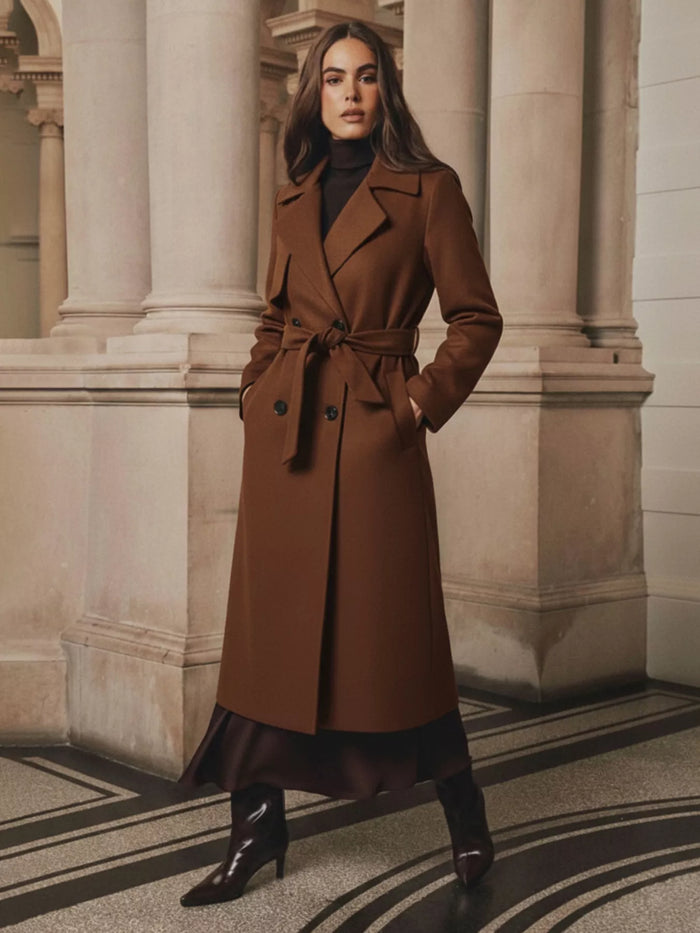 Women's Double-Breasted Wool-Blend Coat
