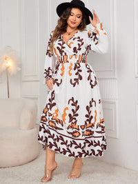 Honey Plus Size Printed Surplice Flounce Sleeve Dress Trandify Deal