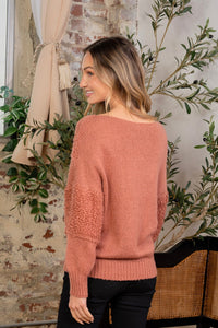 Sew In Love Boat Neck Long Sleeve Sweater Trandify deal
