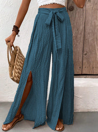 Tied Slit Wide Leg Pants Trandify deal