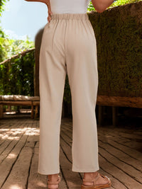 Ruched Half Elastic Waist Pants Trandify deal