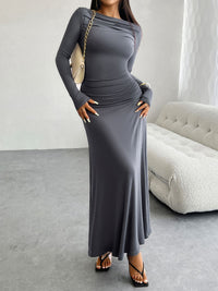 Devine Ruched Long Sleeve Maxi Dress Trandify Deal