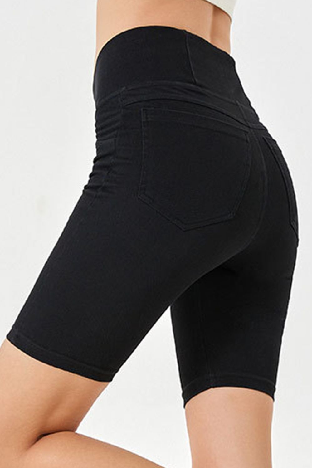 Basic Bae Asymmetrical Waist Denim Shorts with Pockets Trandify Deal