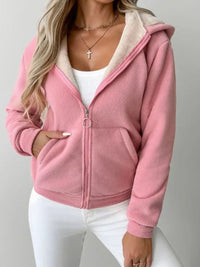 Full Size Zip Up Long Sleeve Hooded Outerwear Trandify Deal