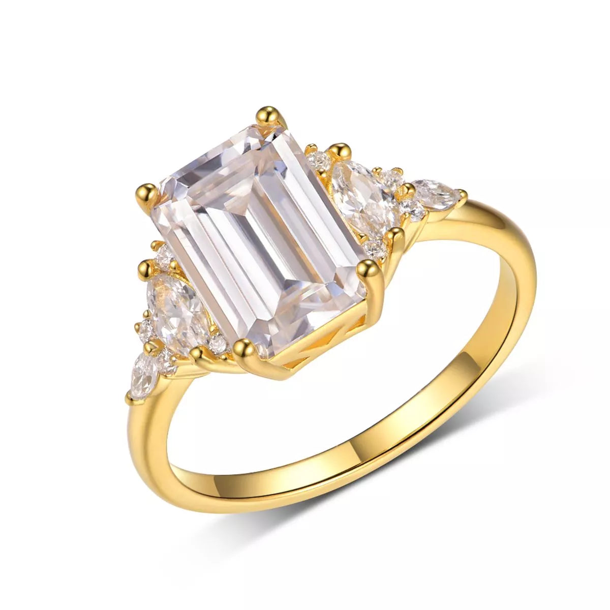 3 Carat Emerald Cut Moissanite Ring in 925 Sterling Silver