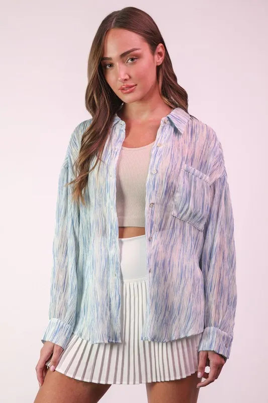 Plus Size Oversized Floral Shirt for women in a vibrant botanical print