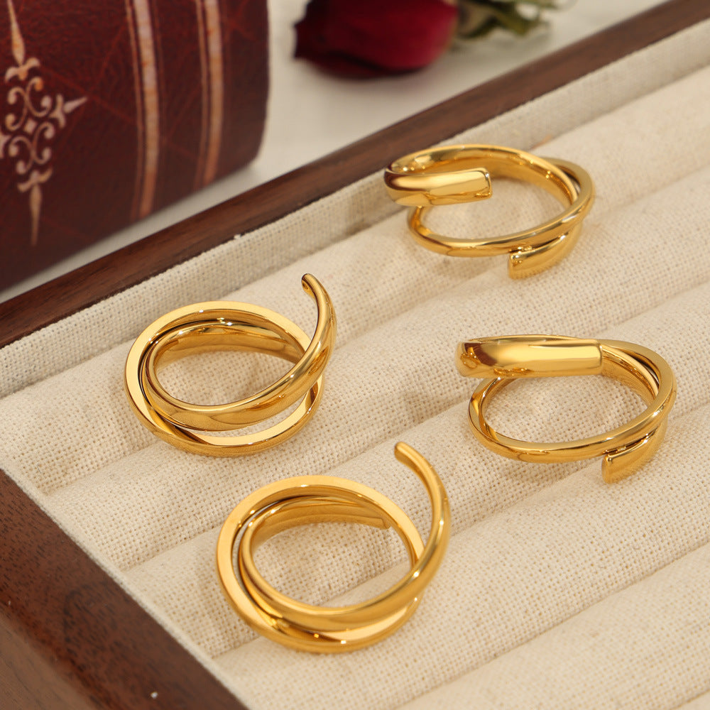 Titanium Steel Layered Wrap Ring Trandify deal