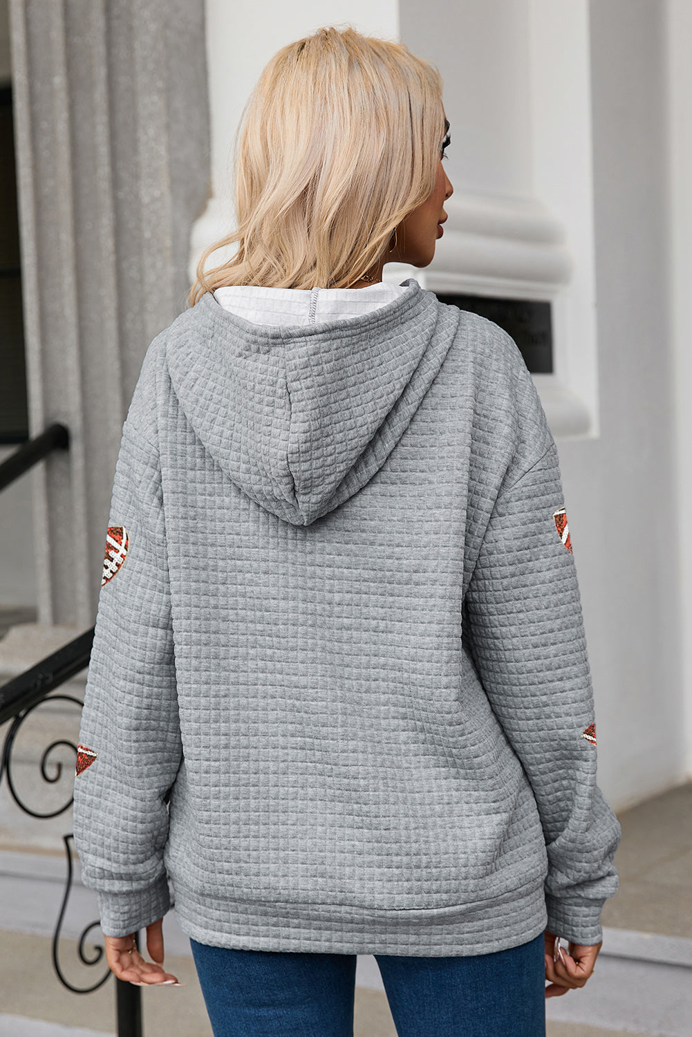 Drawstring Football Long Sleeve Hoodie Trandify Deal