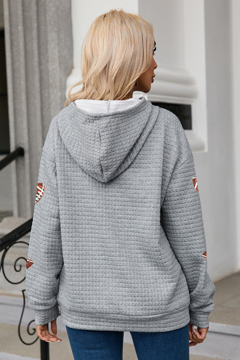 Drawstring Football Long Sleeve Hoodie Trandify Deal