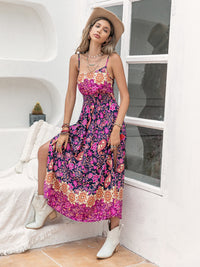Slit Printed Asymmetric Neck Midi Cami Dress Trandify Deal