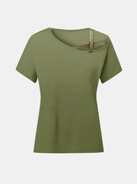 Asymmetrical Neck Short Sleeve T-Shirt Trandify Deal