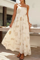 Floral Print Square Neck Maxi Cami Dress for Women – Boho Summer Dress with Side Slit