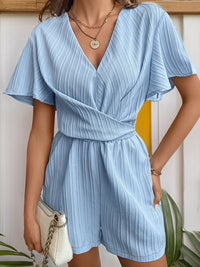 Stylish Women’s Tied V-Neck Short Sleeve Romper – TrandifyDeal Summer Outfit