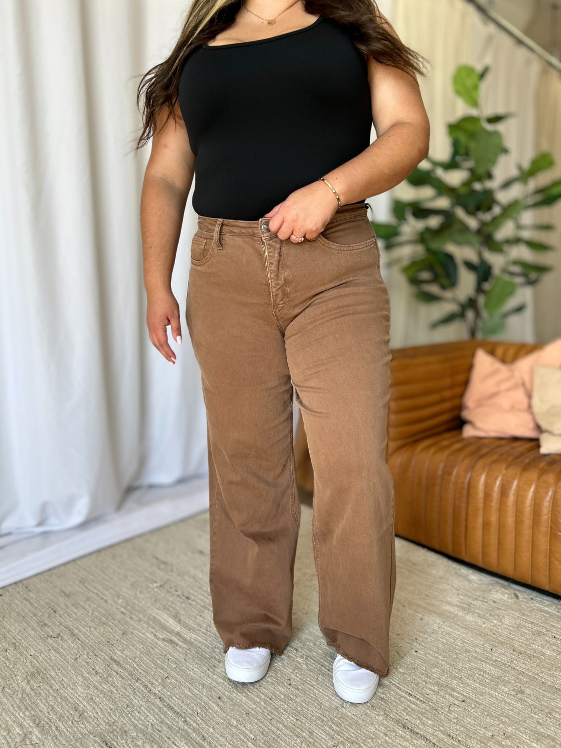 RFM Full Size High Rise Garment Dye Wide Leg Jeans Trandify Deal