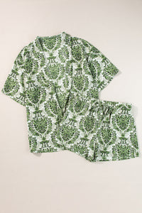 Printed Open Front Top and Shorts Set Trandify deal