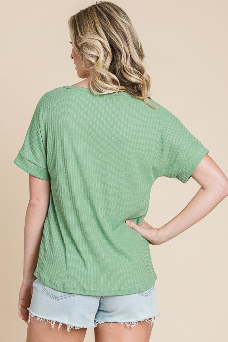 BOMBOM Color Block Short Sleeve T-Shirt Trandify deal