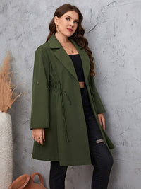 Plus Size Lapel Collar Roll-Tab Sleeve Trench Coat Trandify deal