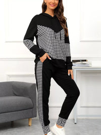 Houndstooth Hoodie & Jogger Set - Women's Outfit