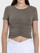 Millennia Ruched Round Neck Short Sleeve Active T-Shirt Trandify deal