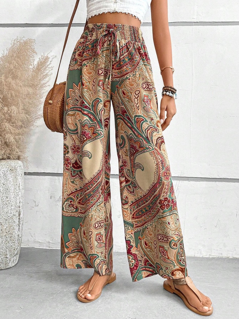 Printed Wide Leg Pants Trandify deal