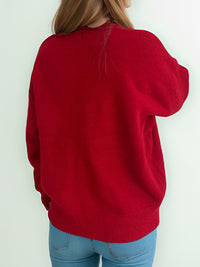 Round Neck Dropped Shoulder Long Sleeve Sweater Trandify Deal