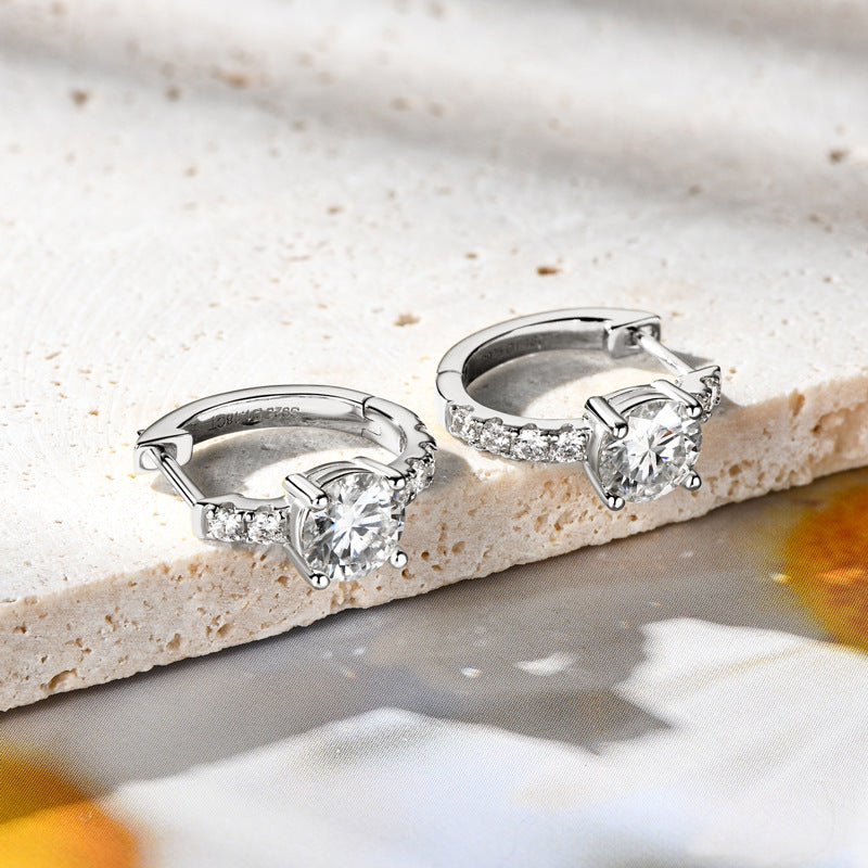 2.36 Carat Moissanite Zircon 925 Sterling Silver Hoop Earrings Trandify deal