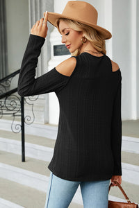 Round Neck Cold Shoulder T-Shirt Trandify deal