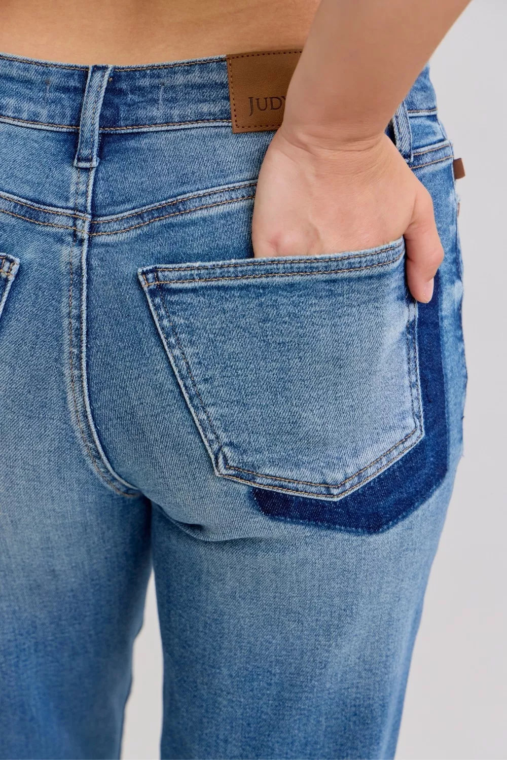 Women's Distressed Jeans | Mid Rise Patch & Repair Boyfriend Fit