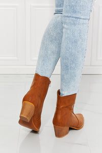 MMShoes Watertower Town Faux Leather Western Ankle Boots in Ochre Trandify Deal