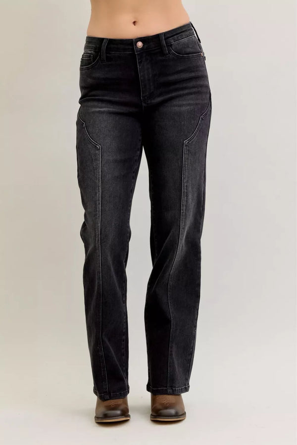 Judy Blue Straight Leg Jeans | Mid Rise Western Seam