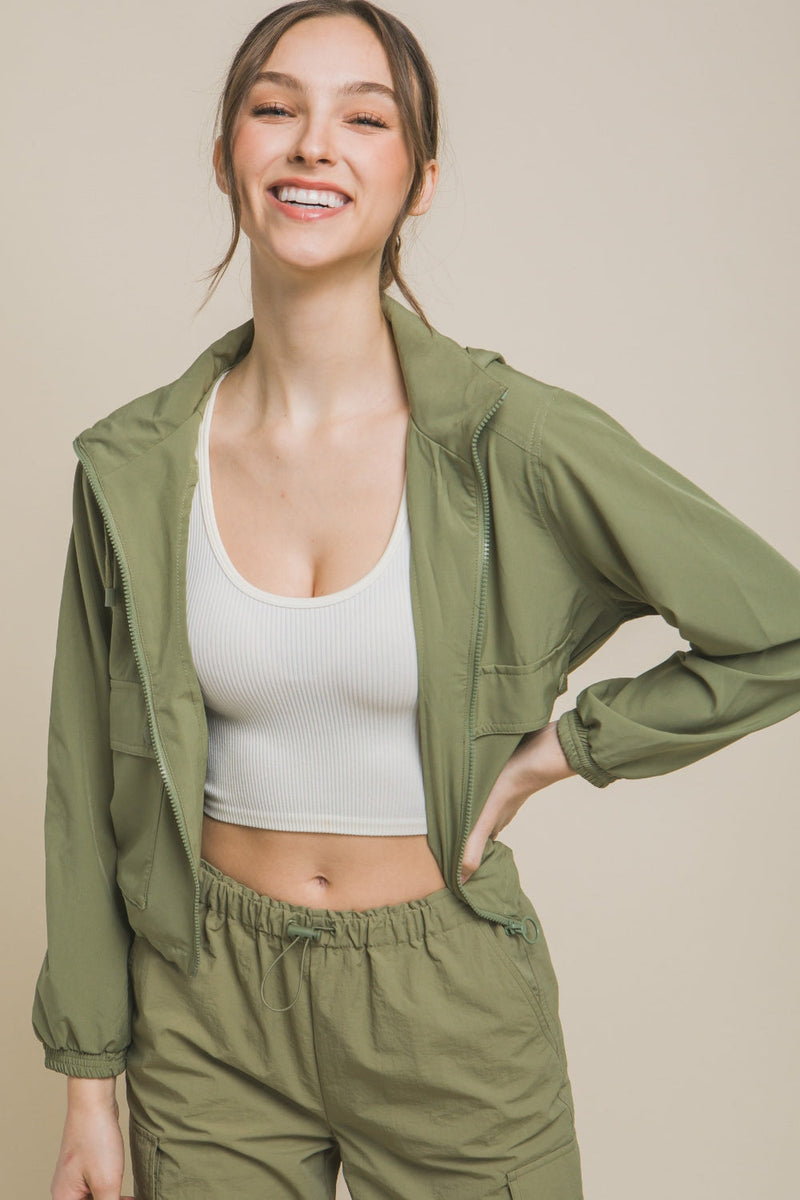 Love Tree Drawstring Hem Hooded Zip-Up Jacket Trandify deal