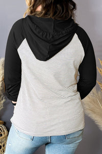 Plus Size Striped Long Sleeve Hoodie Trandify deal