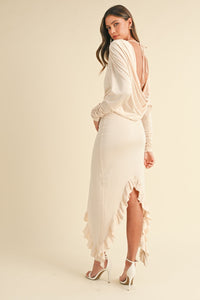 Mable Backless Asymmetric Ruffle Hem Dress Trandify Deal