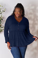 Double Take Half Button Long Sleeve Ruffle Hem Blouse Trandify Deal