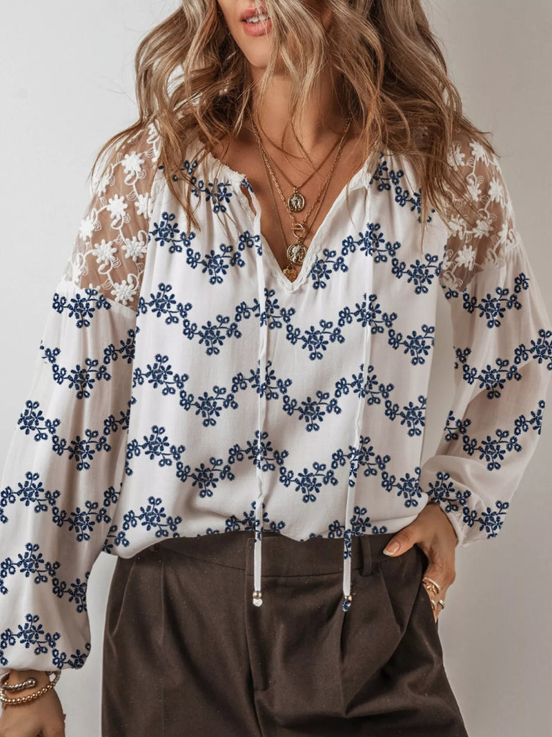 Elegant women's tie neck blouse in viscose