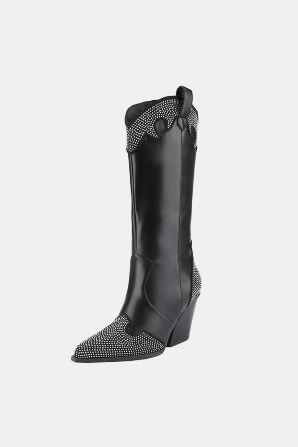 Weeboo Chunky Heel Rhinestone Decor Western Boots Trandify Deal