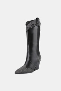 Weeboo Chunky Heel Rhinestone Decor Western Boots Trandify Deal