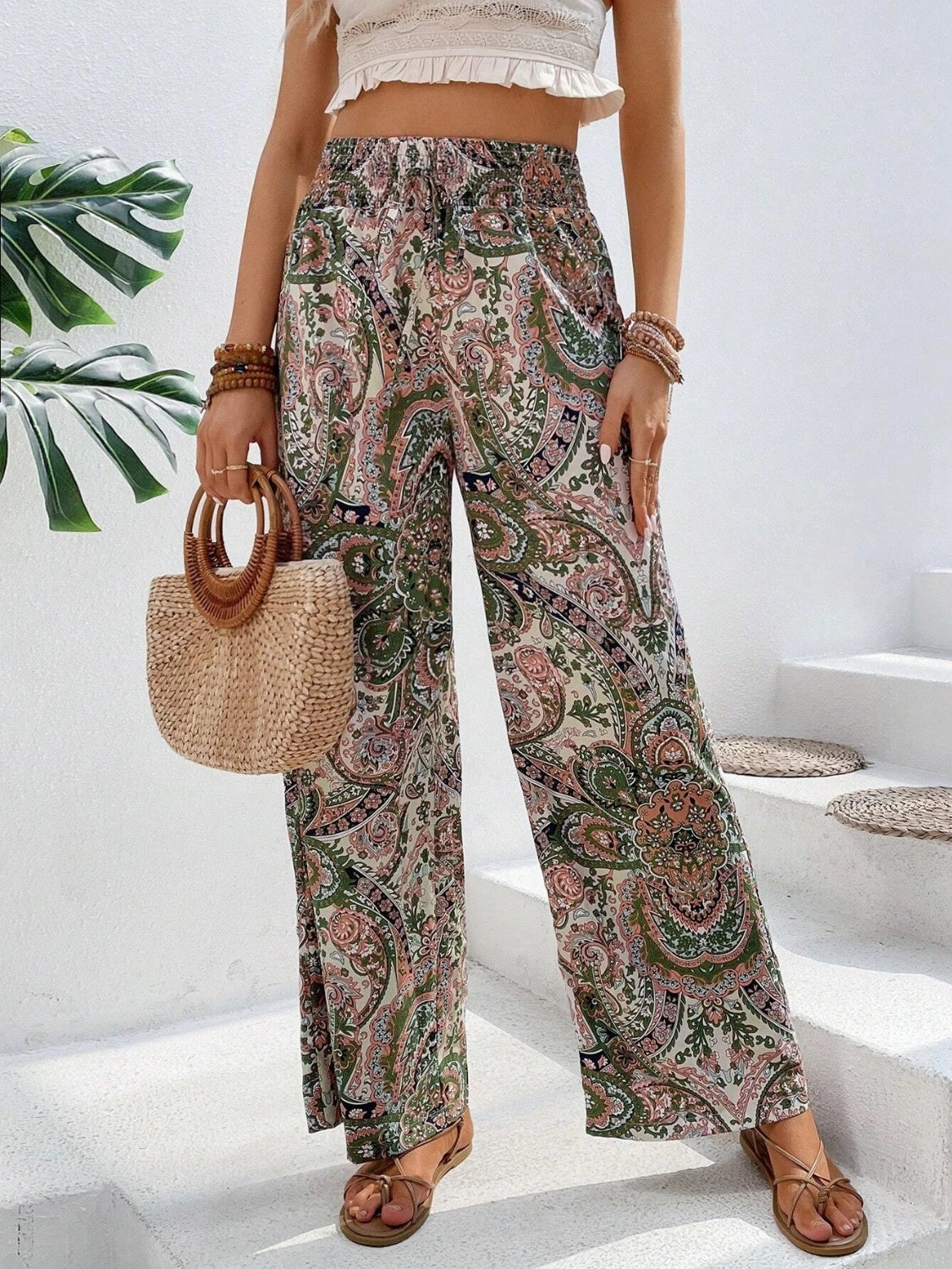 Printed Wide Leg Pants Trandify deal