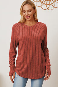 Basic Bae Full Size Ribbed Thumbhole Sleeve T-Shirt Trandify Deal