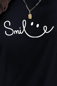 SMILE Round Neck Short Sleeve T-Shirt Trandify deal