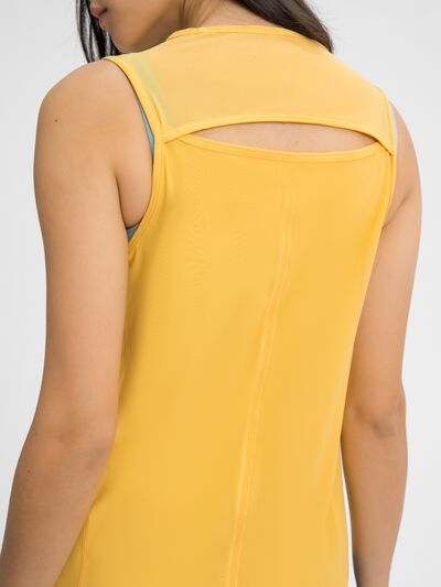 Women’s Cutout Back Active Tank Top – Cropped Yoga Tee for Workouts