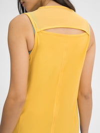 Women’s Cutout Back Active Tank Top – Cropped Yoga Tee for Workouts