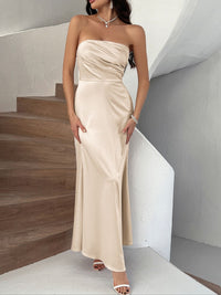 Women’s sexy ruched tube maxi dress for summer 2024 | TrandifyDeal USA