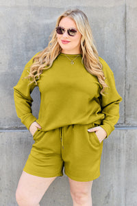 Double Take Full Size Texture Long Sleeve Top and Drawstring Shorts Set Trandify Deal