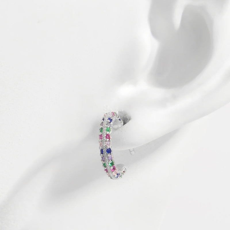 925 Sterling Silver Contrast Zircon Earrings Trandify Deal